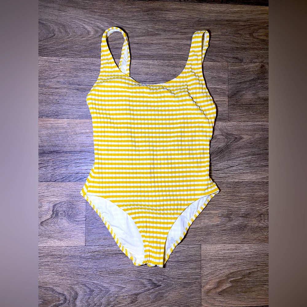 Solid & Striped Yellow Checkered One Piece Swimsu… - image 1